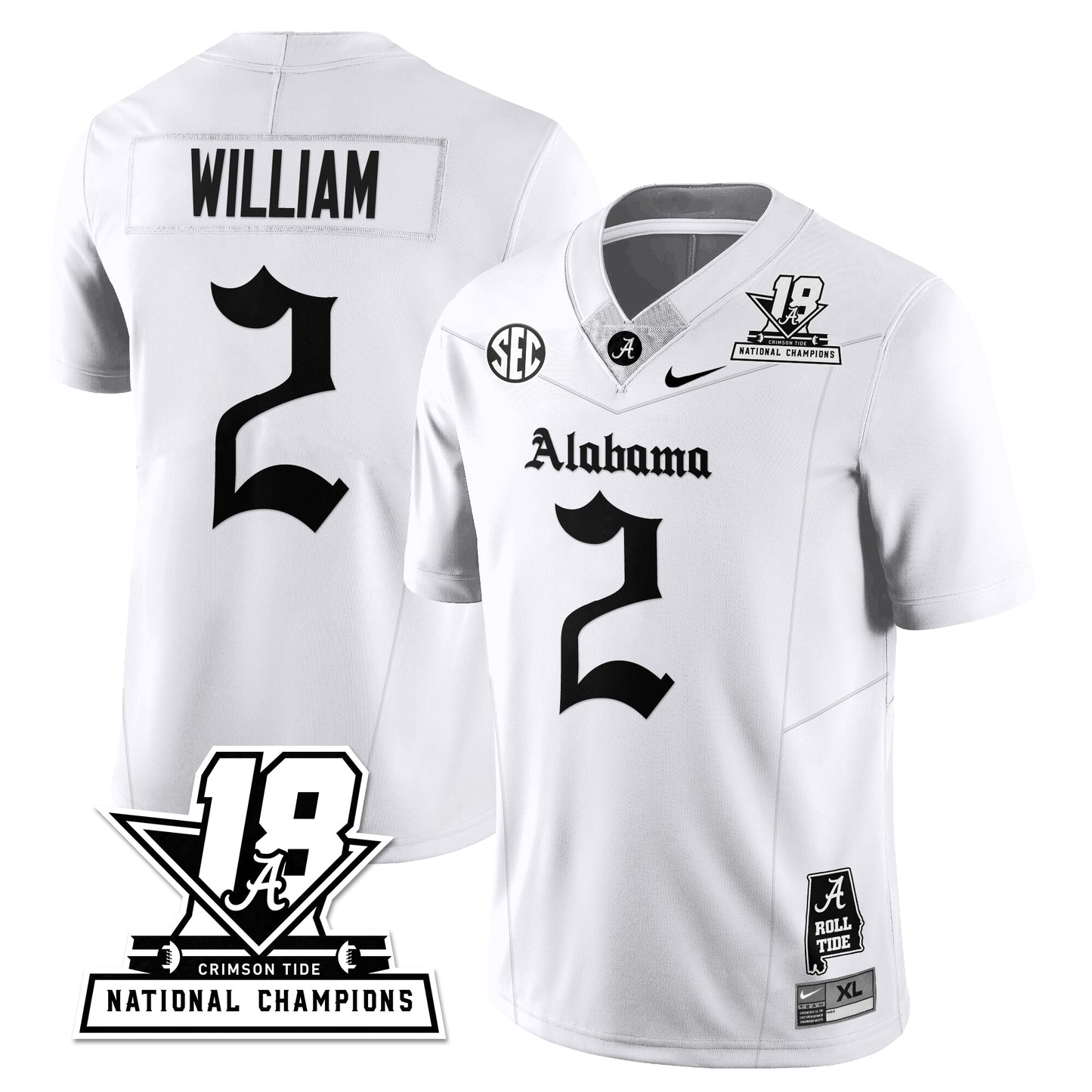 BAMA 18x-Time National Champions Gothic Vapor Limited Jersey - All Stitched