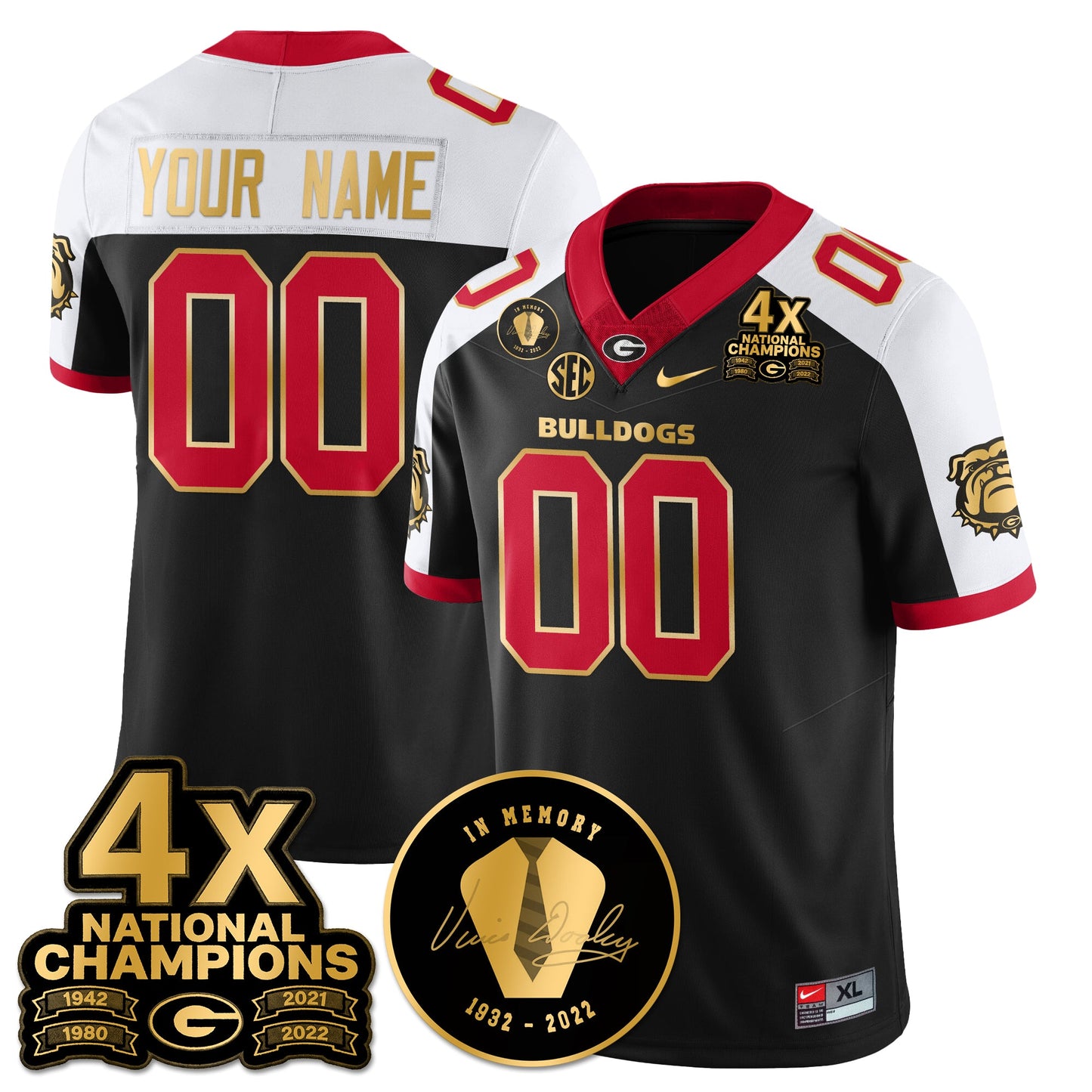 Custom UGA 4x-Time National Champions Vapor Limited Jersey - All Stitched