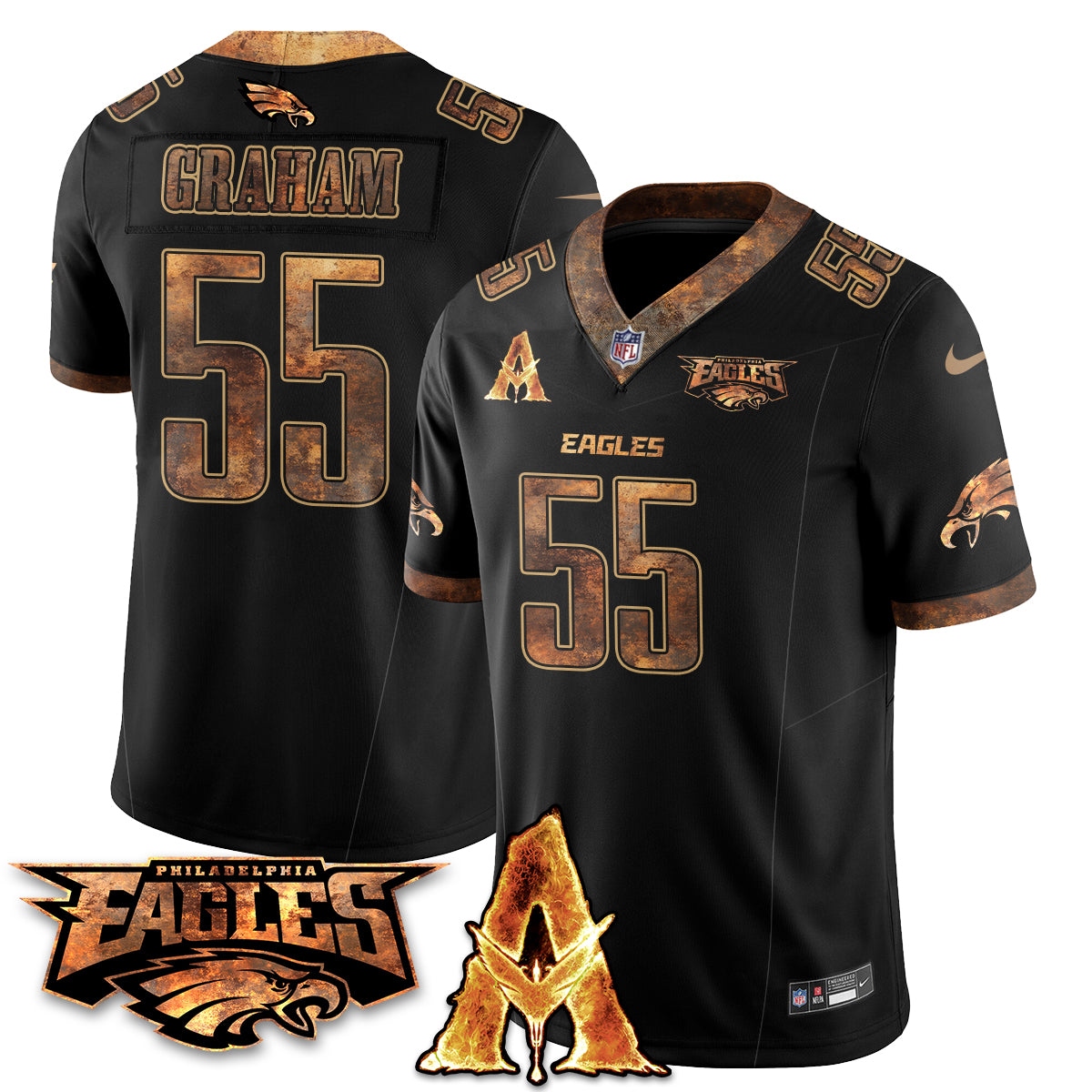 Philadelphia Eagles x Avatar 3 Fire and Ash Jersey V2 - Stitched