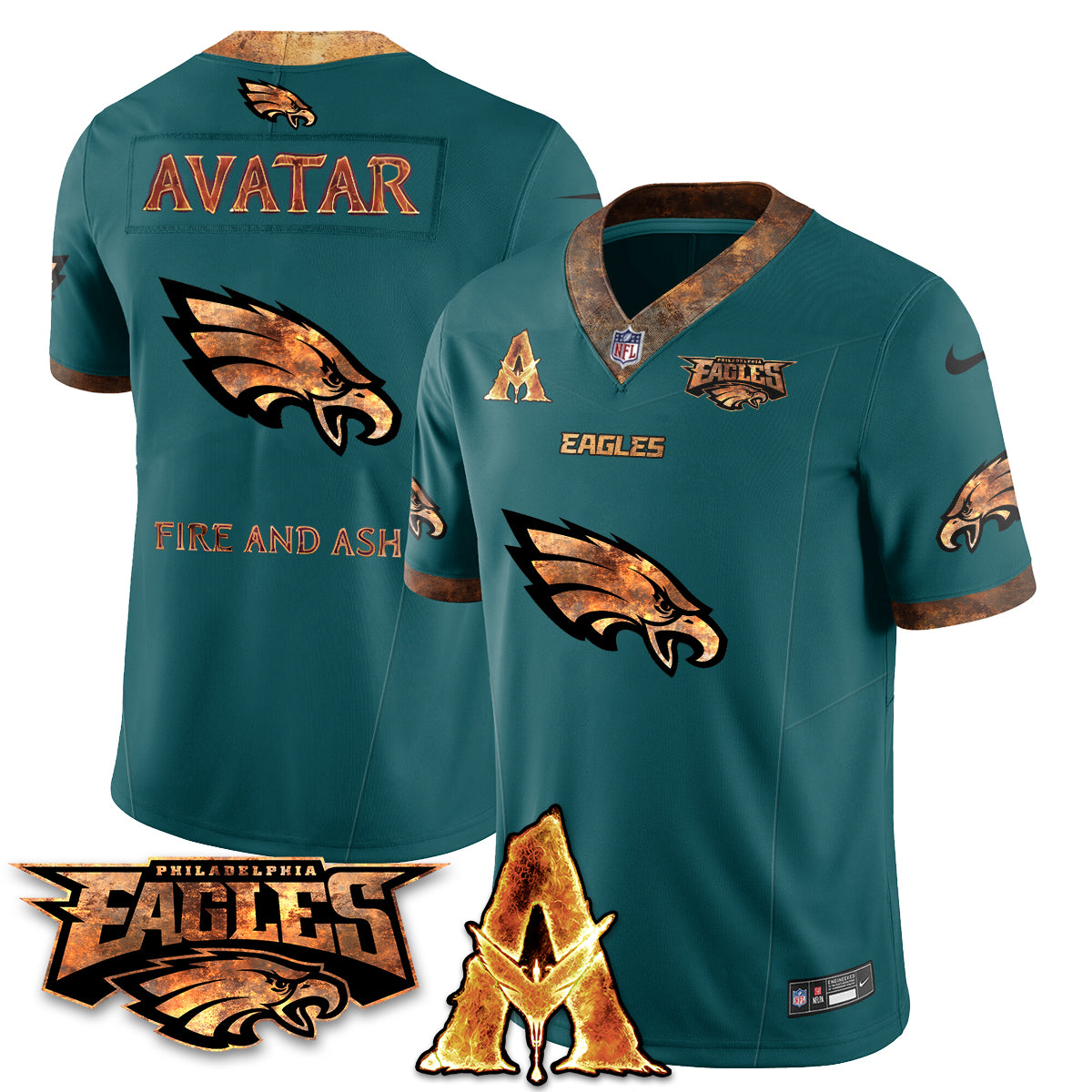 Philadelphia Eagles x Avatar 3 Fire and Ash Jersey V2 - Stitched