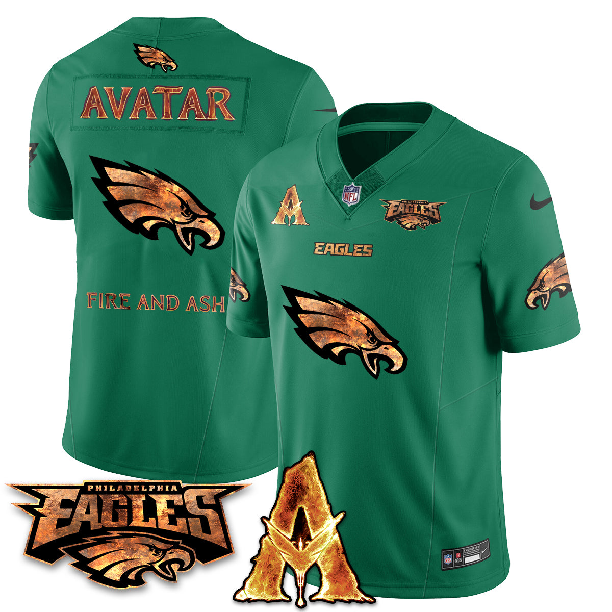 Philadelphia Eagles x Avatar 3 Fire and Ash Jersey V2 - Stitched