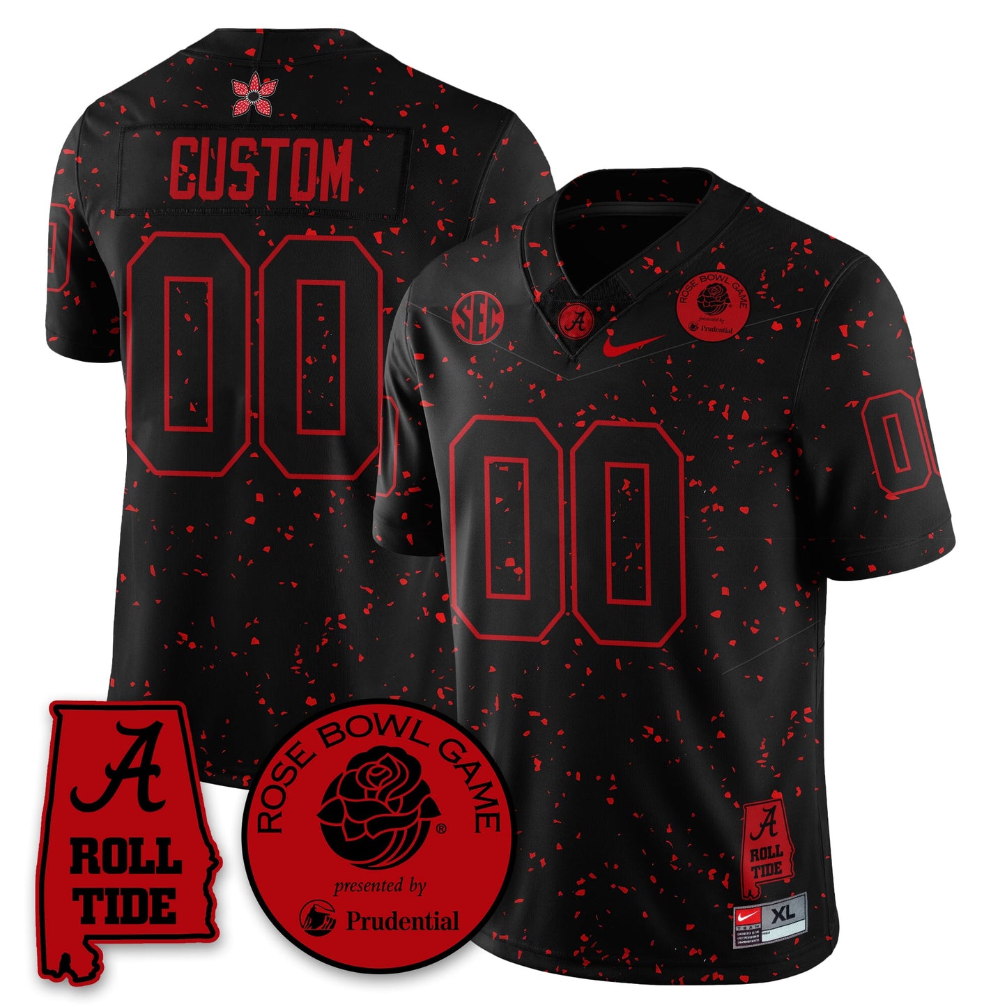 Custom BAMA Stranger Things Rose Bowl Vapor Limited Football Jersey - All Stitched