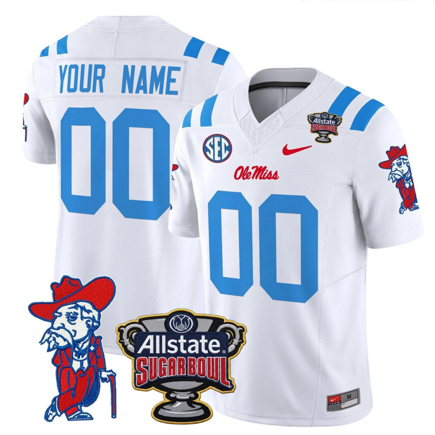 Ole Miss Rebels 2025 Sugar Bowl Patch Vapor Limited Custom Jersey - All Stitched