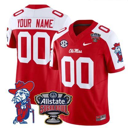 Ole Miss Rebels 2025 Sugar Bowl Patch Vapor Limited Custom Jersey - All Stitched