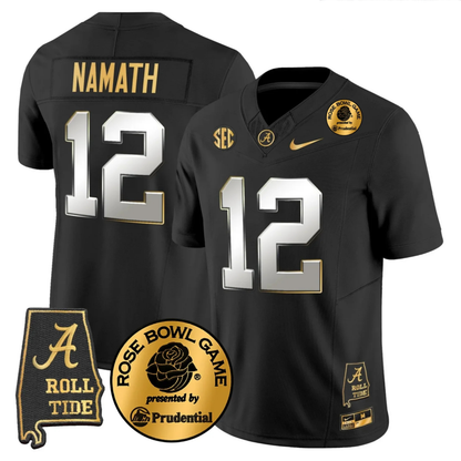 BAMA 2025 Rose Bowl Gold Vapor Limited Jersey - Alabama Map - All Stitched
