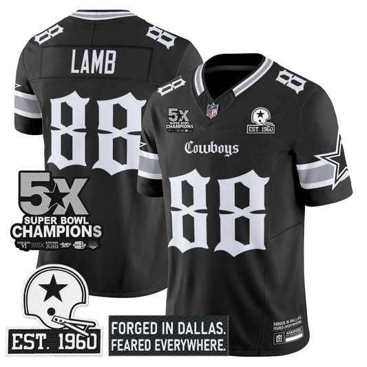 DAL 'Gothic Lone Star Edition' 5x Champions Patch Vapor Limited Jersey - All Stitched