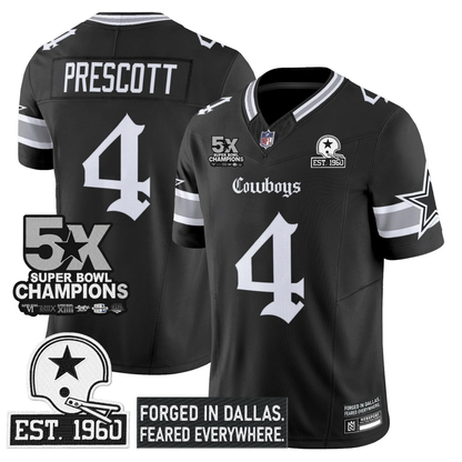 DAL 'Gothic Lone Star Edition' 5x Champions Patch Vapor Limited Jersey - All Stitched