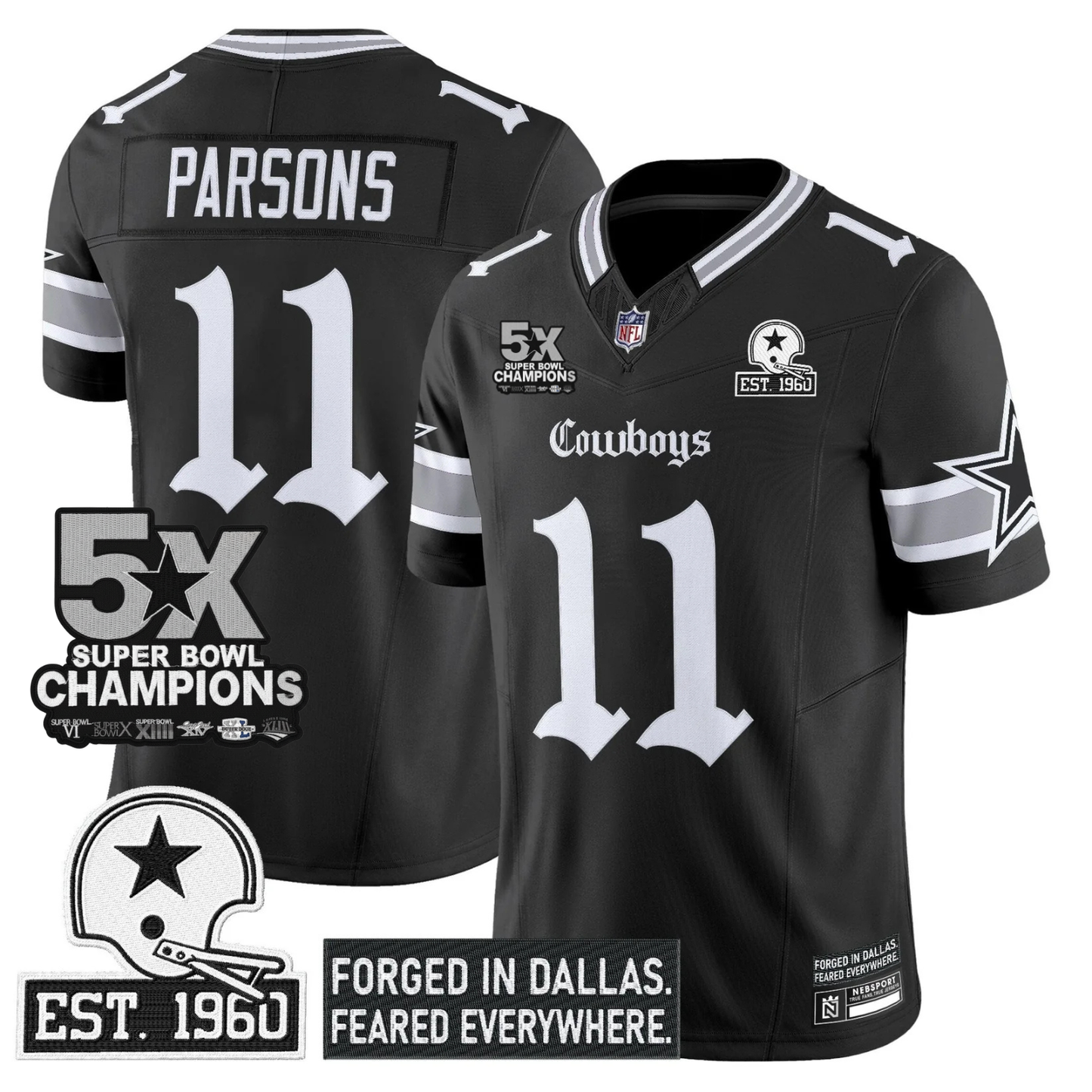 DAL 'Gothic Lone Star Edition' 5x Champions Patch Vapor Limited Jersey - All Stitched