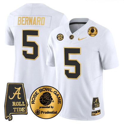 BAMA 2025 Rose Bowl Gold Vapor Limited Jersey - Alabama Map - All Stitched