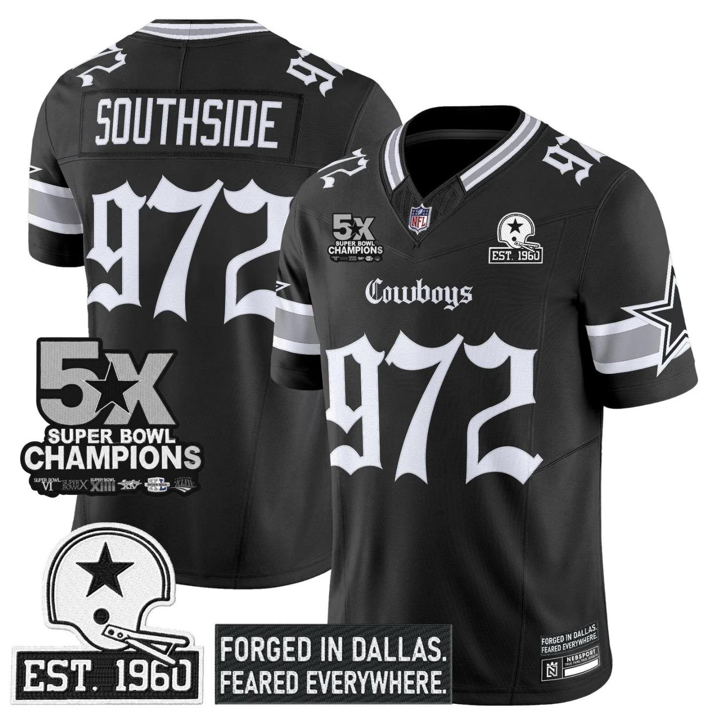 DAL 'Gothic Lone Star Edition' 5x Champions Patch Vapor Limited Jersey - All Stitched
