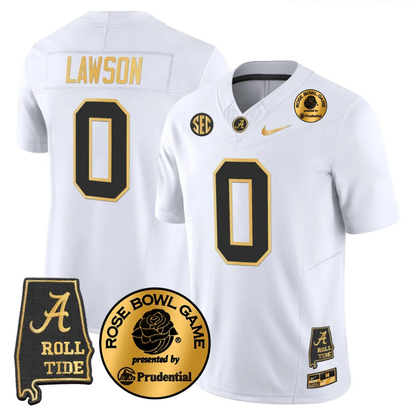 BAMA 2025 Rose Bowl Gold Vapor Limited Jersey - Alabama Map - All Stitched