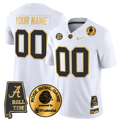 BAMA 2025 Rose Bowl Gold Vapor Limited Jersey - Alabama Map - All Stitched