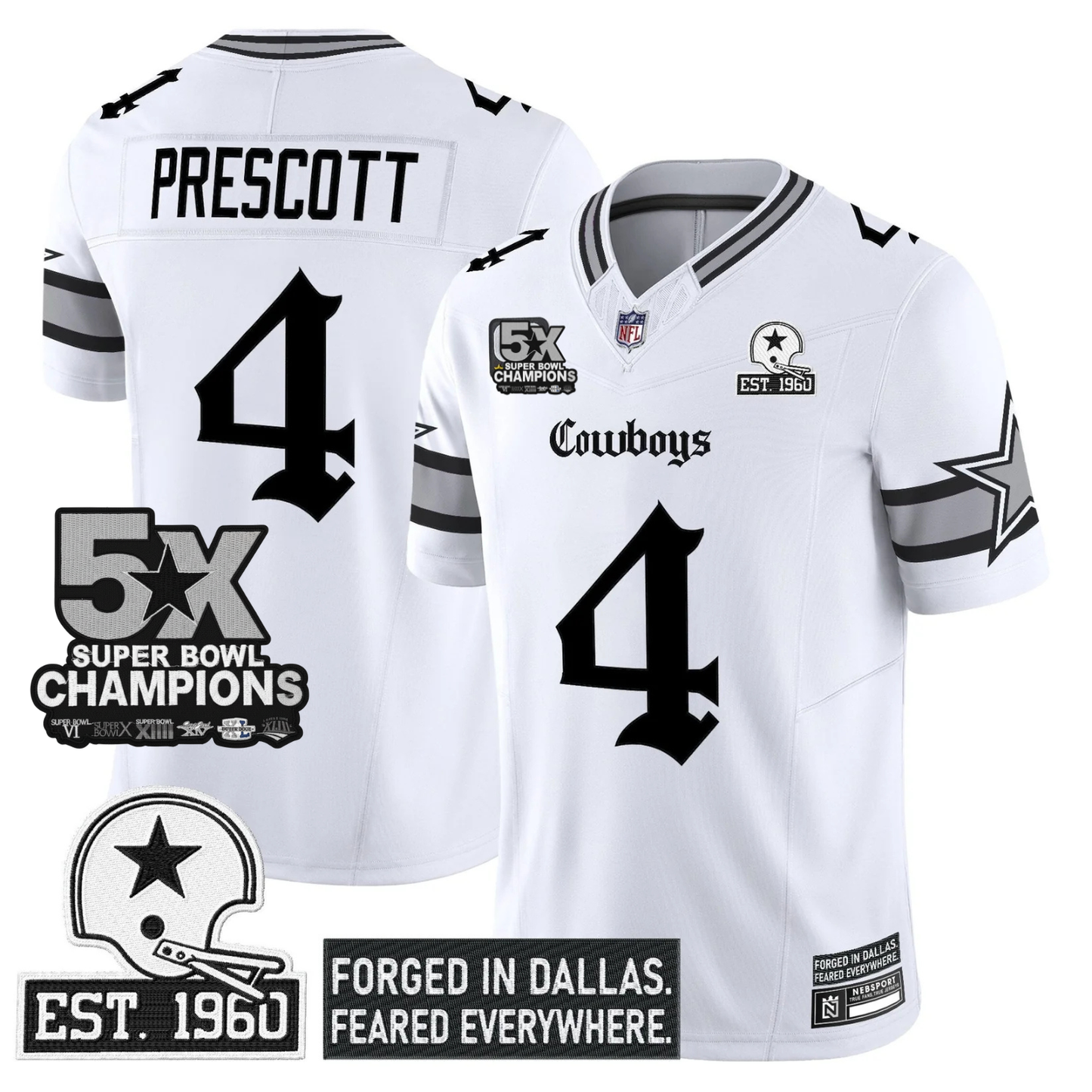 DAL 'Gothic Lone Star Edition' 5x Champions Patch Vapor Limited Jersey - All Stitched