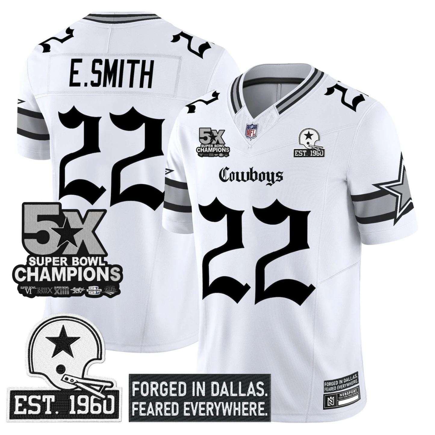 DAL 'Gothic Lone Star Edition' 5x Champions Patch Vapor Limited Jersey - All Stitched