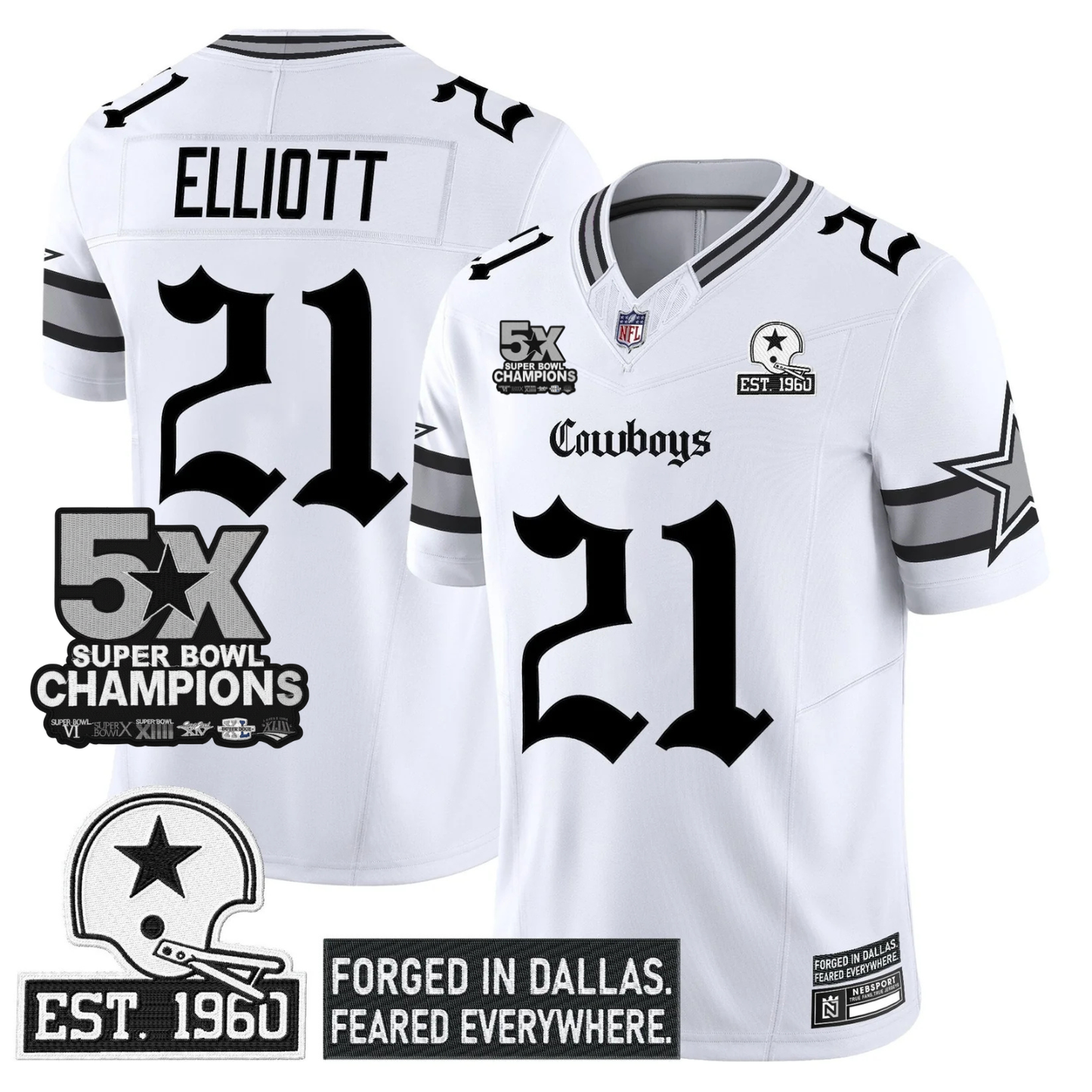DAL 'Gothic Lone Star Edition' 5x Champions Patch Vapor Limited Jersey - All Stitched