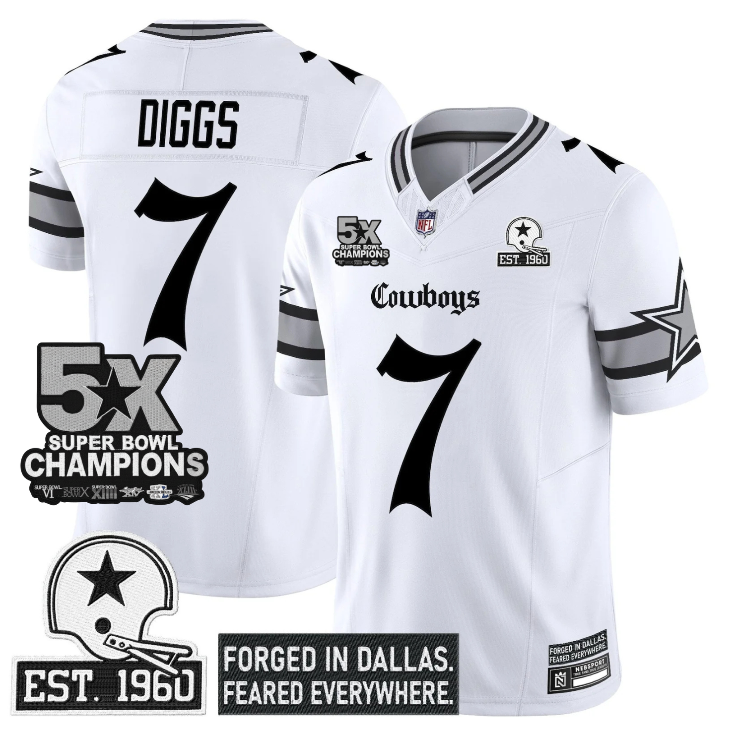 DAL 'Gothic Lone Star Edition' 5x Champions Patch Vapor Limited Jersey - All Stitched