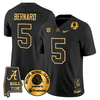BAMA 2025 Rose Bowl Gold Vapor Limited Jersey - Alabama Map - All Stitched