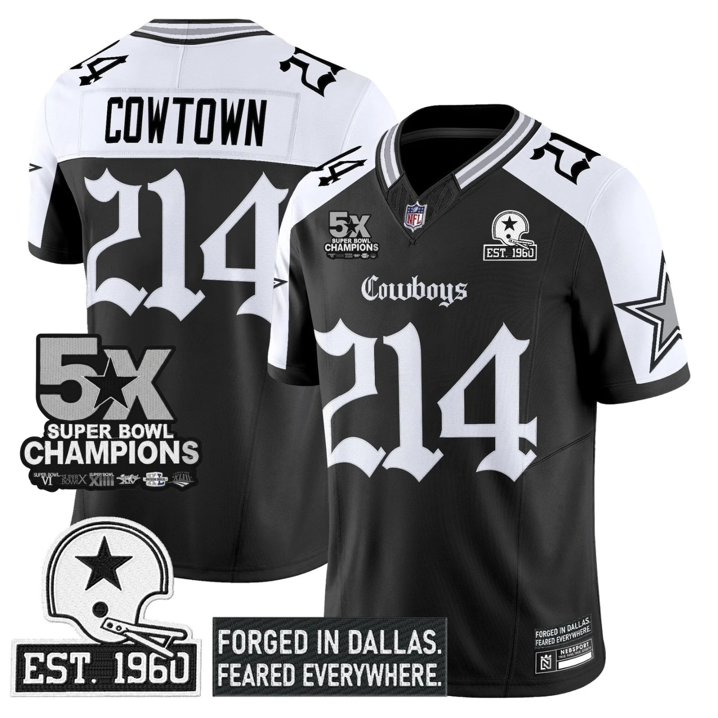 DAL 'Gothic Lone Star Edition' 5x Champions Patch Vapor Limited Jersey - All Stitched