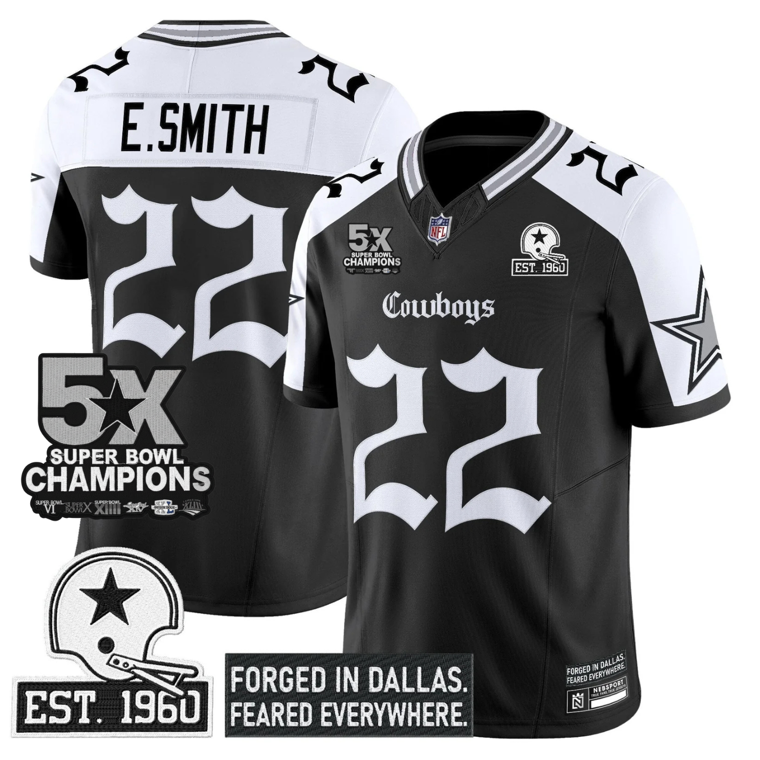 DAL 'Gothic Lone Star Edition' 5x Champions Patch Vapor Limited Jersey - All Stitched