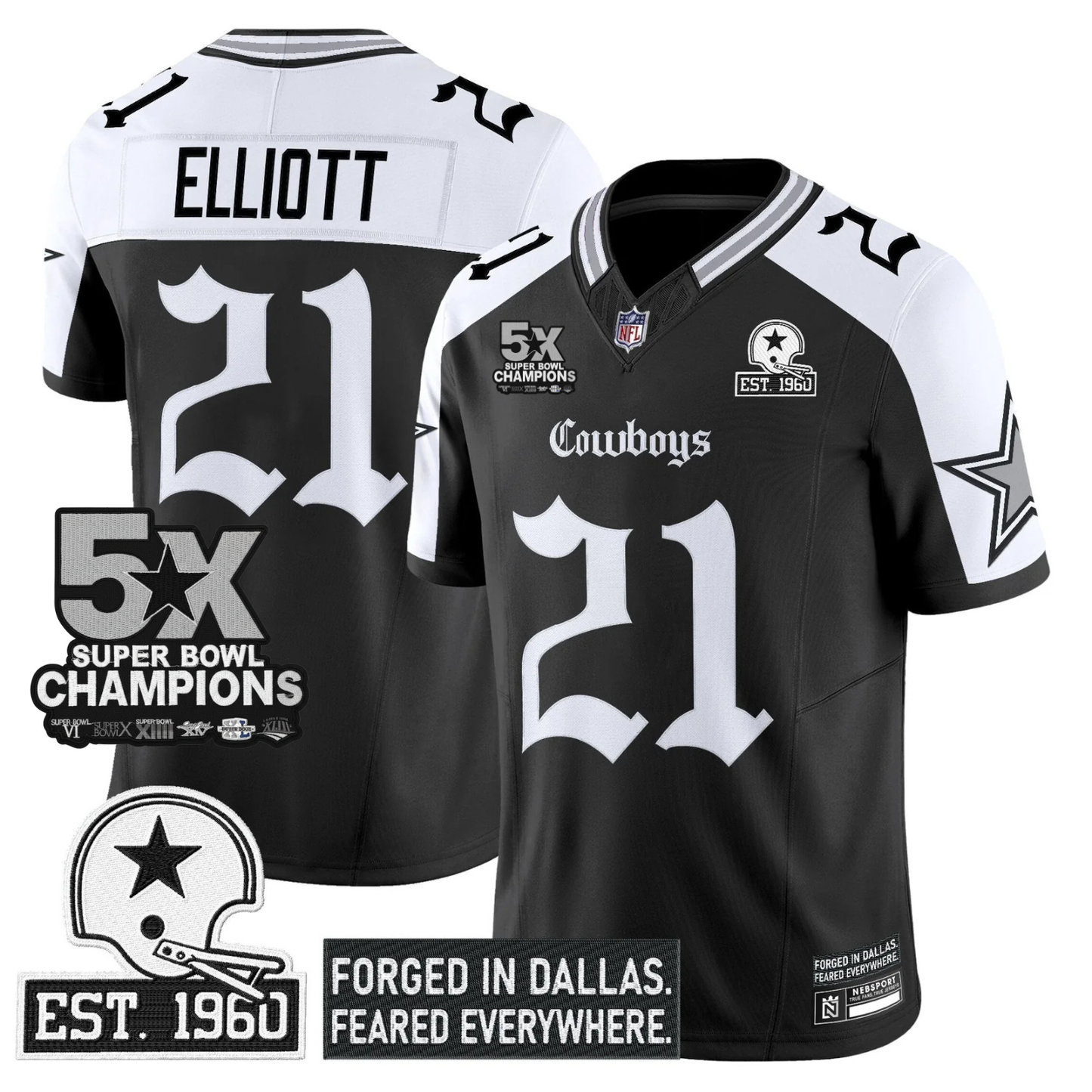 DAL 'Gothic Lone Star Edition' 5x Champions Patch Vapor Limited Jersey - All Stitched