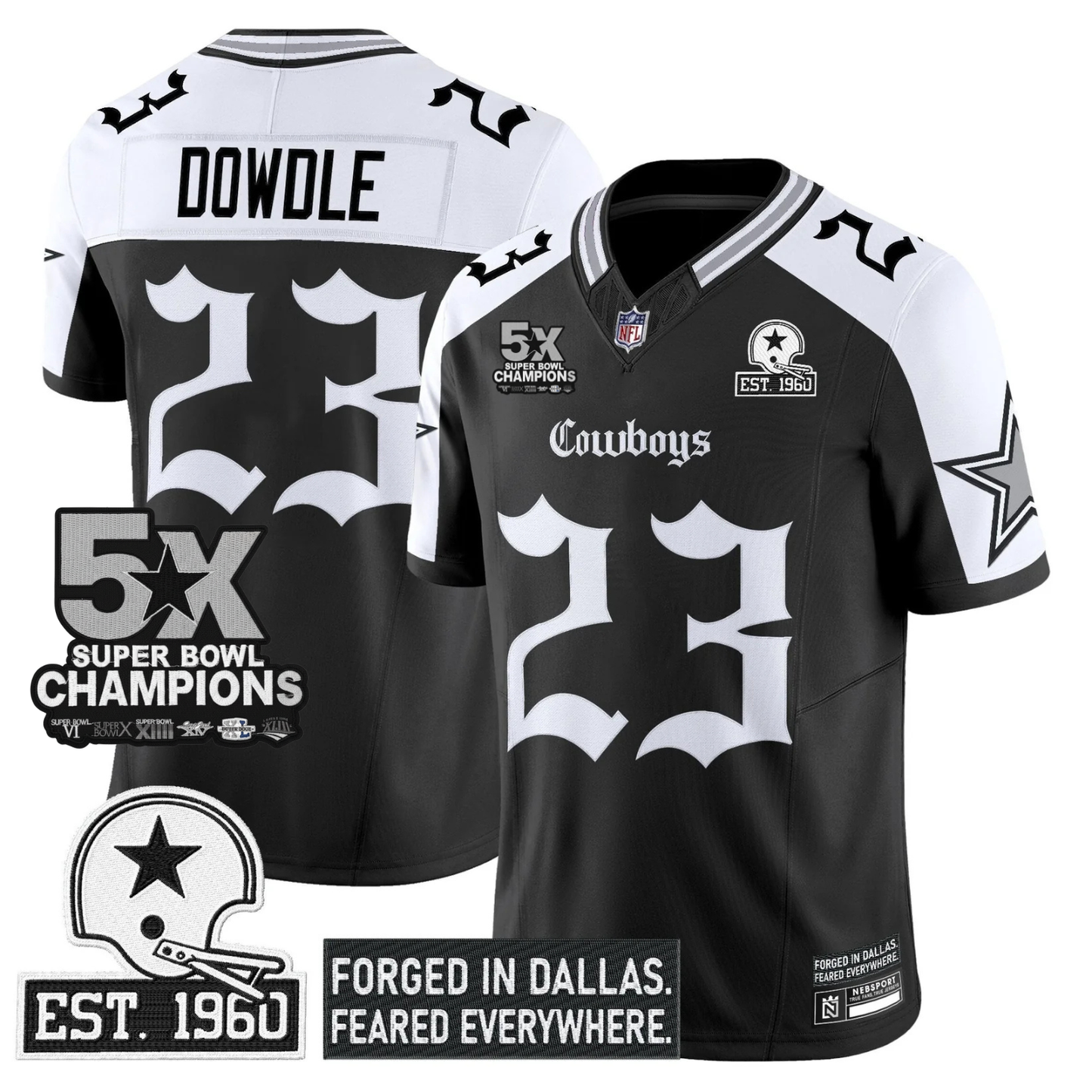 DAL 'Gothic Lone Star Edition' 5x Champions Patch Vapor Limited Jersey - All Stitched