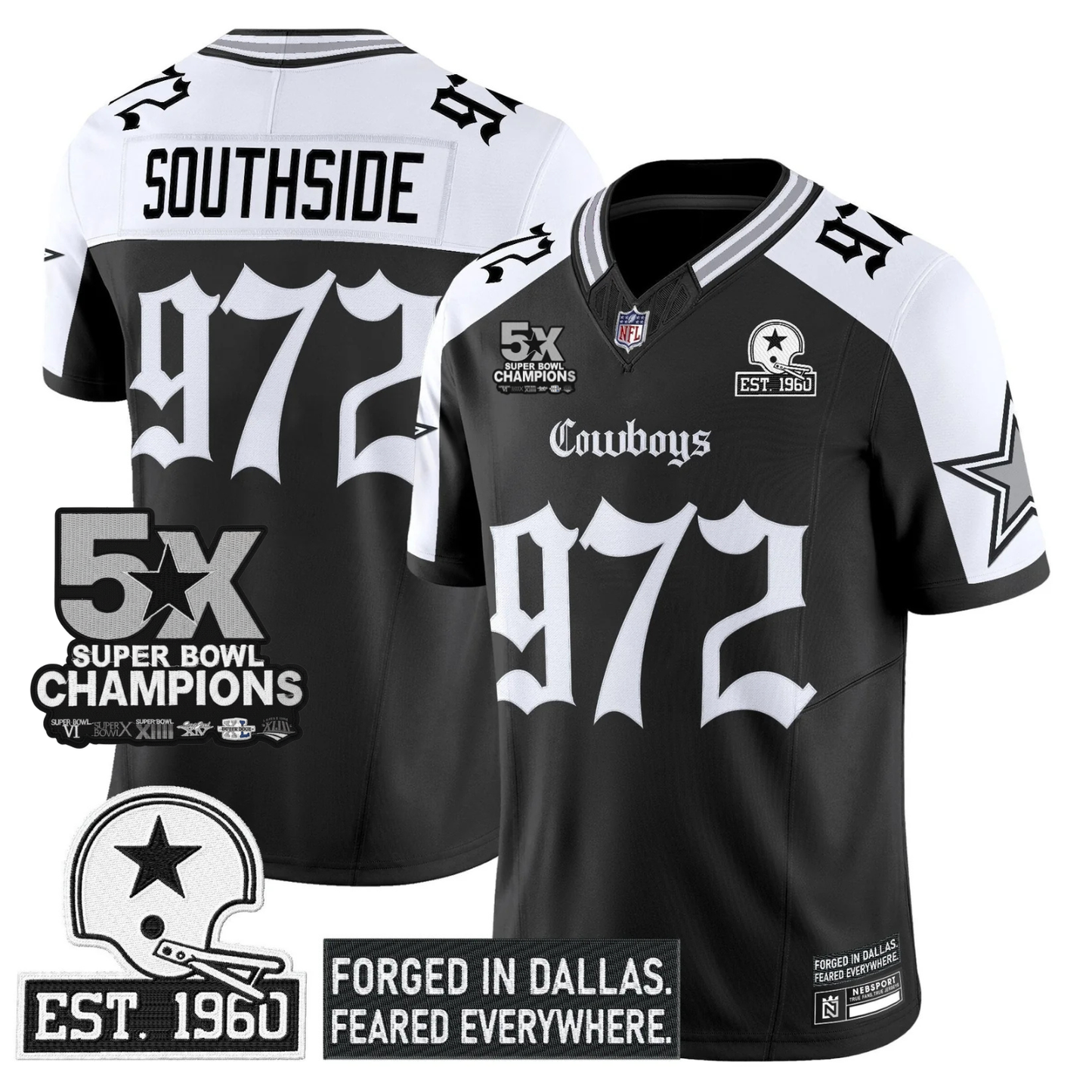 DAL 'Gothic Lone Star Edition' 5x Champions Patch Vapor Limited Jersey - All Stitched