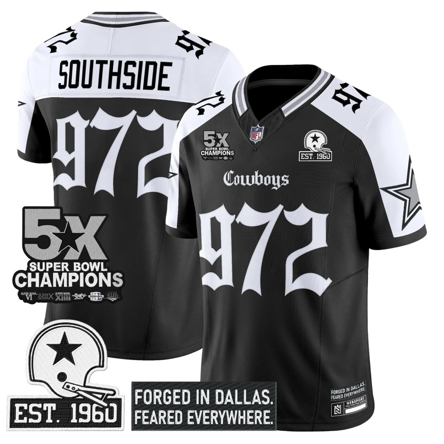 DAL 'Gothic Lone Star Edition' 5x Champions Patch Vapor Limited Jersey - All Stitched