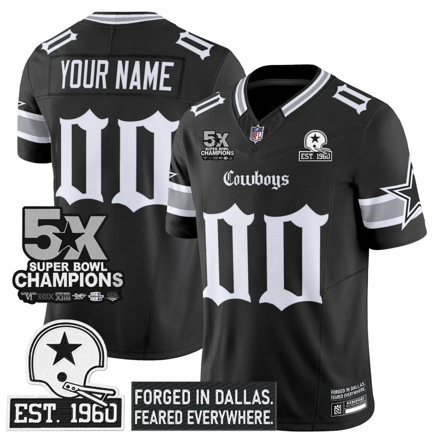 DAL 'Gothic Lone Star Edition' 5x Champions Patch Vapor Limited Jersey - All Stitched