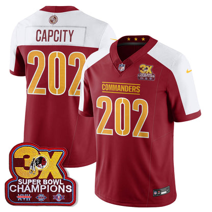 WAS 3-Time Champions Patch Vapor Limited Jersey - All Stitched