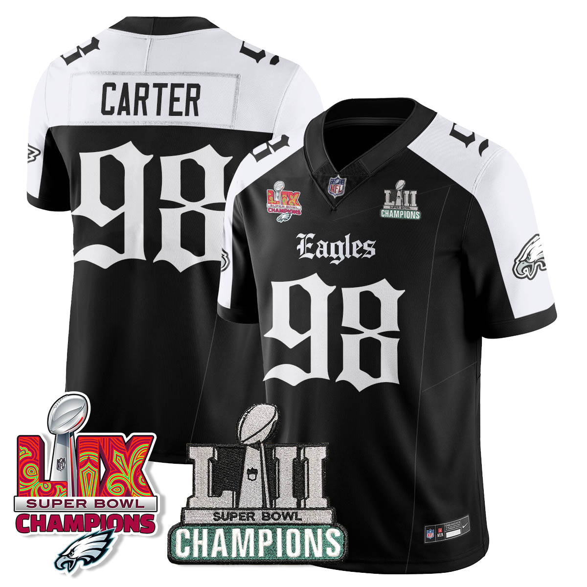 PHI 'Gothic Philly' LII-LIX Super Bowl Champions Vapor Limited Jersey - All Stitched