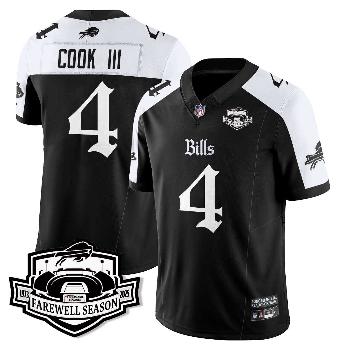 BUF Gothic Vapor Limited Jersey - Farewell Highmark Patch - All Stitched