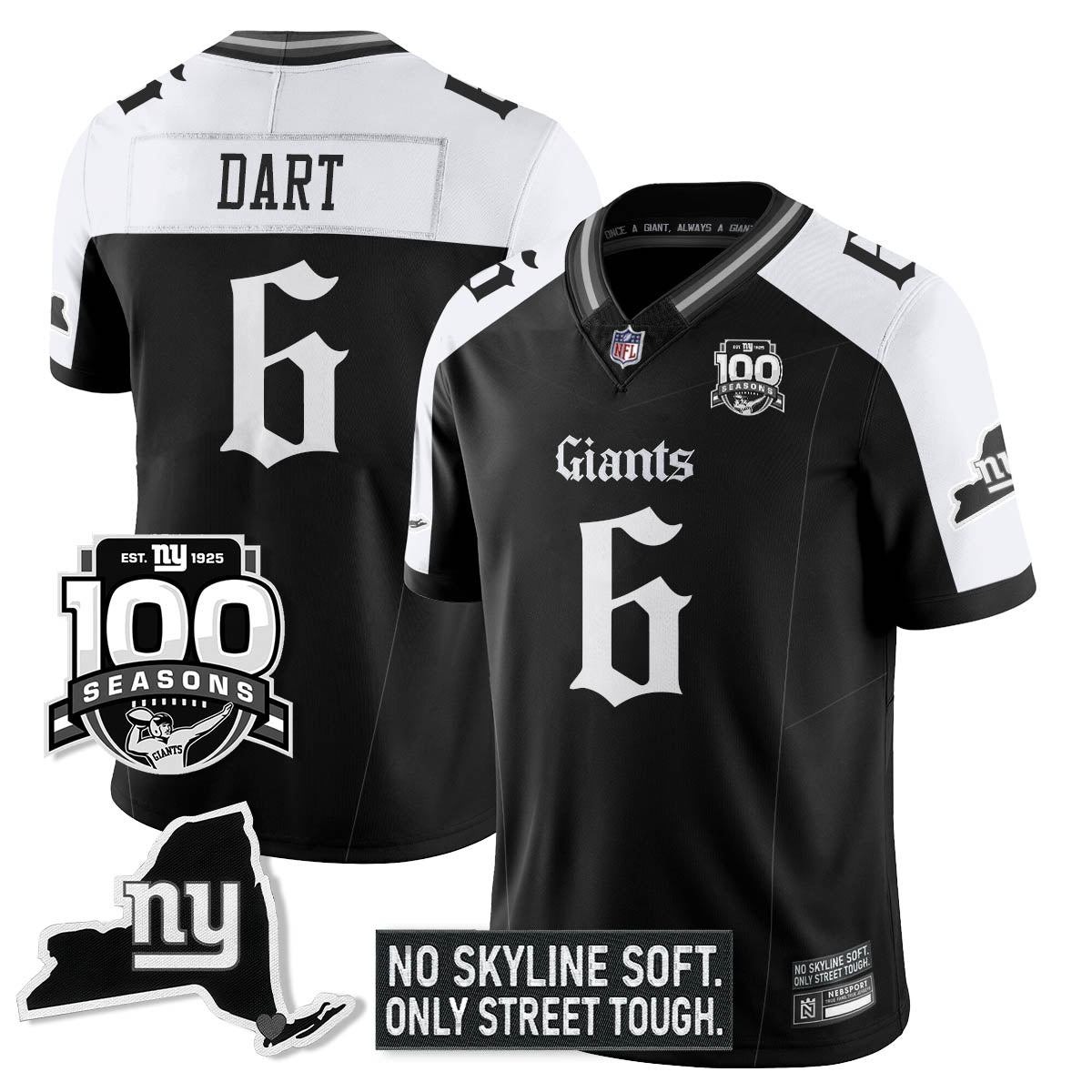 NYG 100th Seasons 'Gothic Gotham Edition' Vapor Limited Jersey - All Stitched