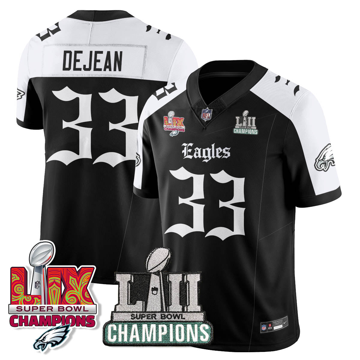 PHI 'Gothic Philly' LII-LIX Super Bowl Champions Vapor Limited Jersey - All Stitched
