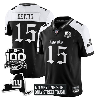 NYG 100th Seasons 'Gothic Gotham Edition' Vapor Limited Jersey - All Stitched