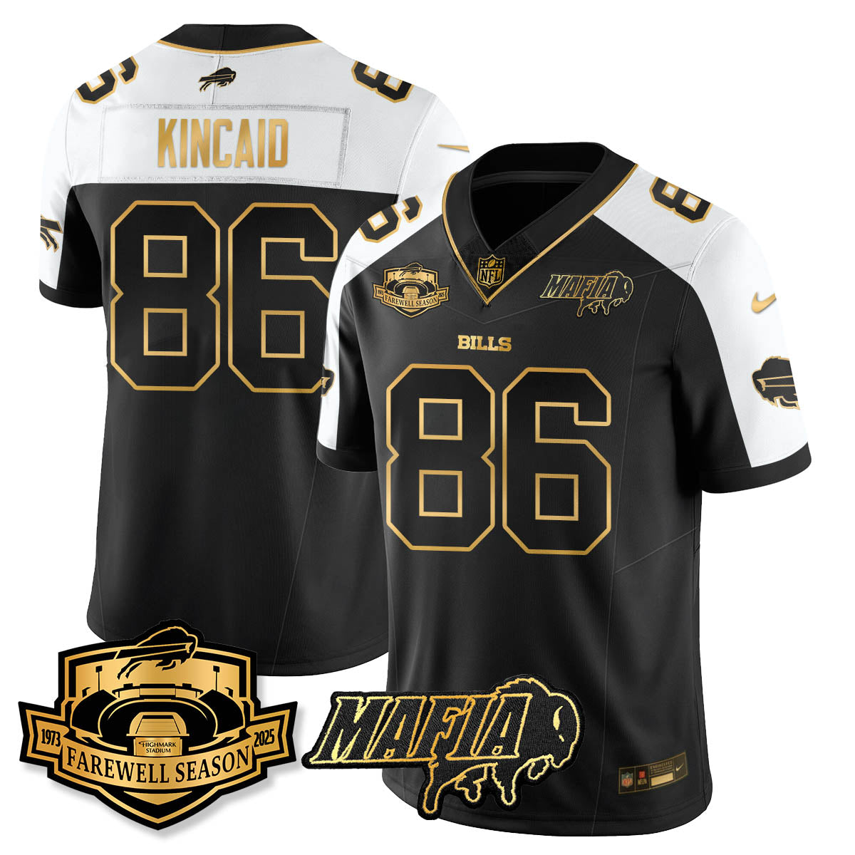 BUF 2025 Bills Mafia Patch Gold Vapor Limited Jersey - All Stitched