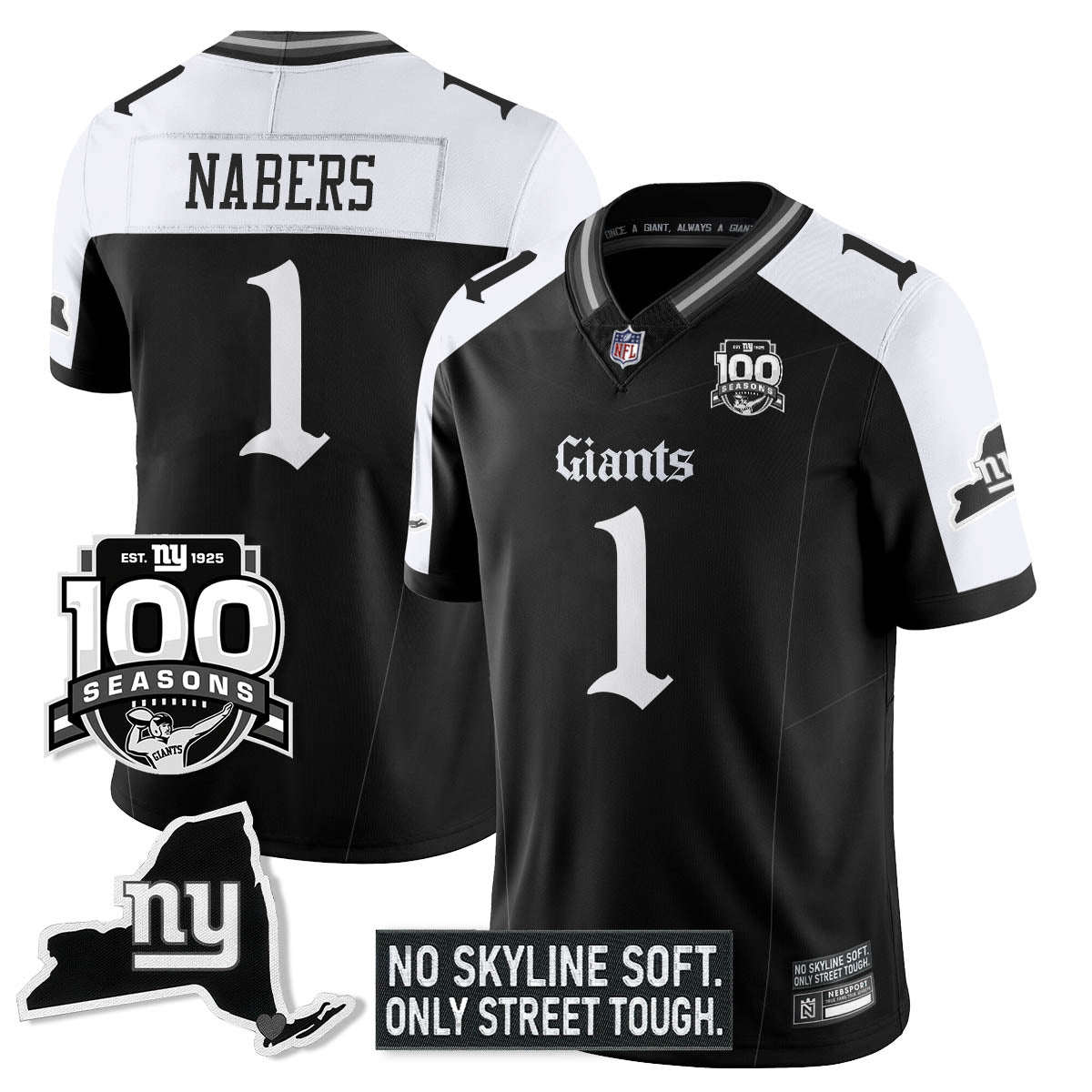 NYG 100th Seasons 'Gothic Gotham Edition' Vapor Limited Jersey - All Stitched