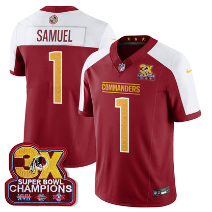 WAS 3-Time Champions Patch Vapor Limited Jersey - All Stitched