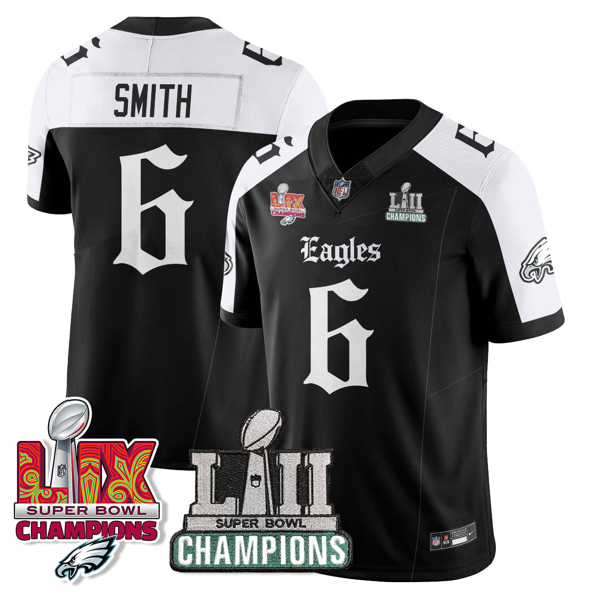 PHI 'Gothic Philly' LII-LIX Super Bowl Champions Vapor Limited Jersey - All Stitched