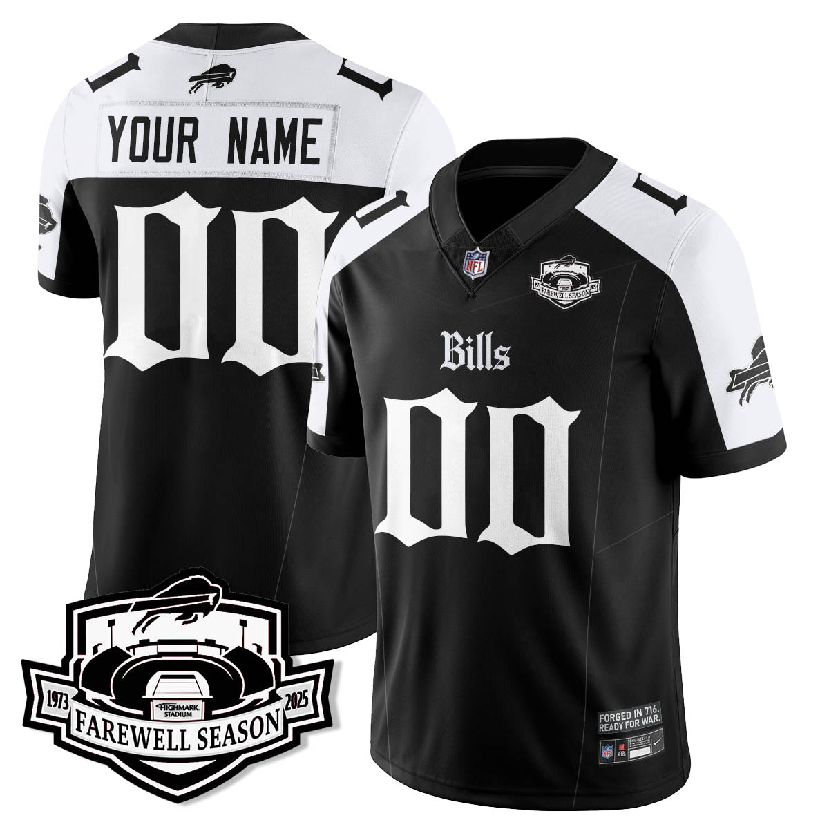 Custom BUF Gothic Vapor Limited Jersey - Farewell Highmark Patch - All Stitched