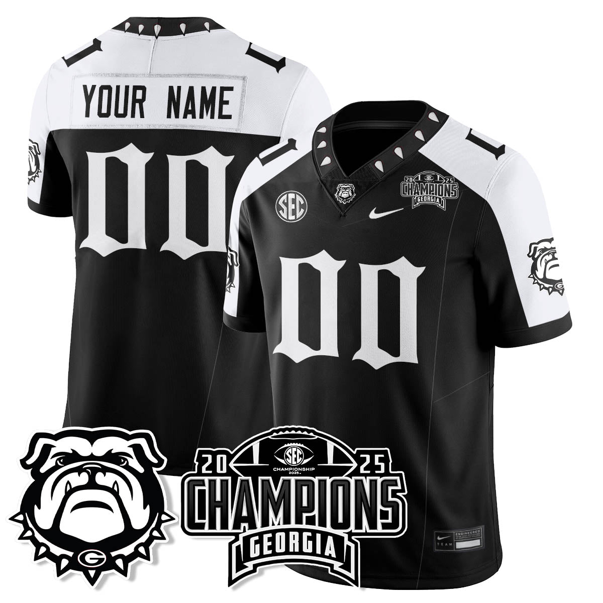 UGA Gothic Vapor Limited Custom Jersey - SEC Football Champions - All Stitched