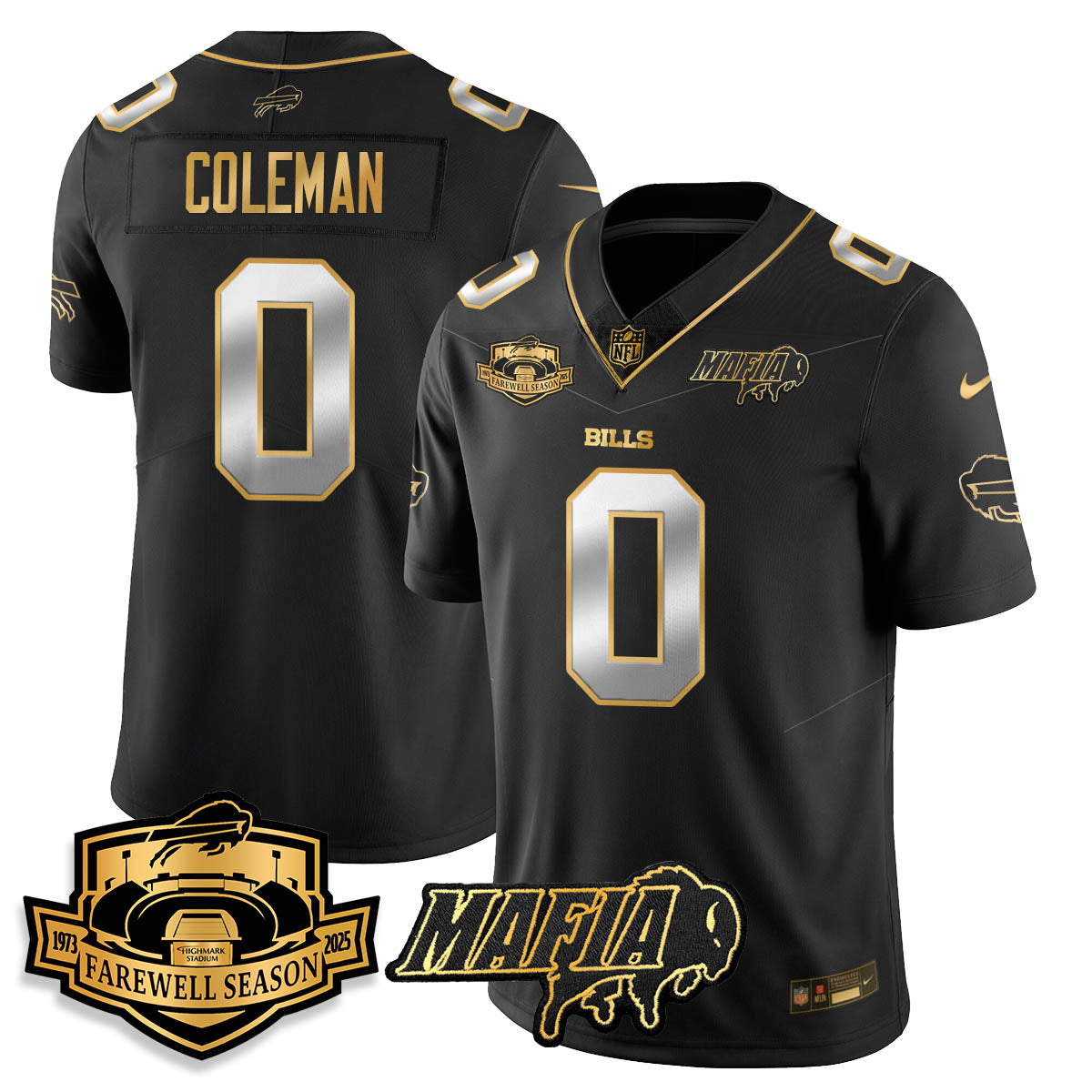 BUF 2025 Bills Mafia Patch Gold Vapor Limited Jersey - All Stitched