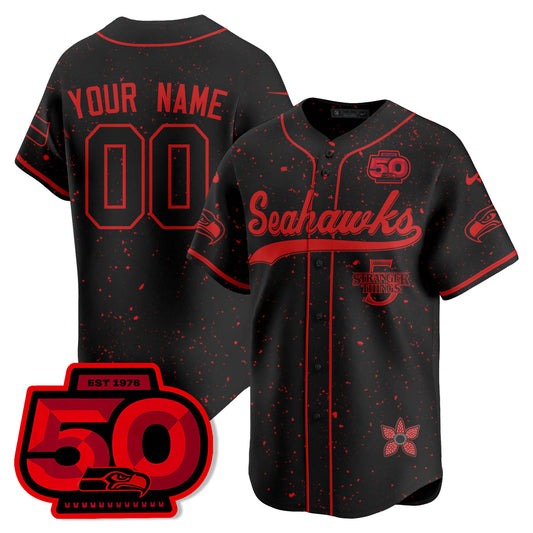 Seattle Seahawks Stranger Things Vapor Limited Baseball Custom Jersey - All Stitched