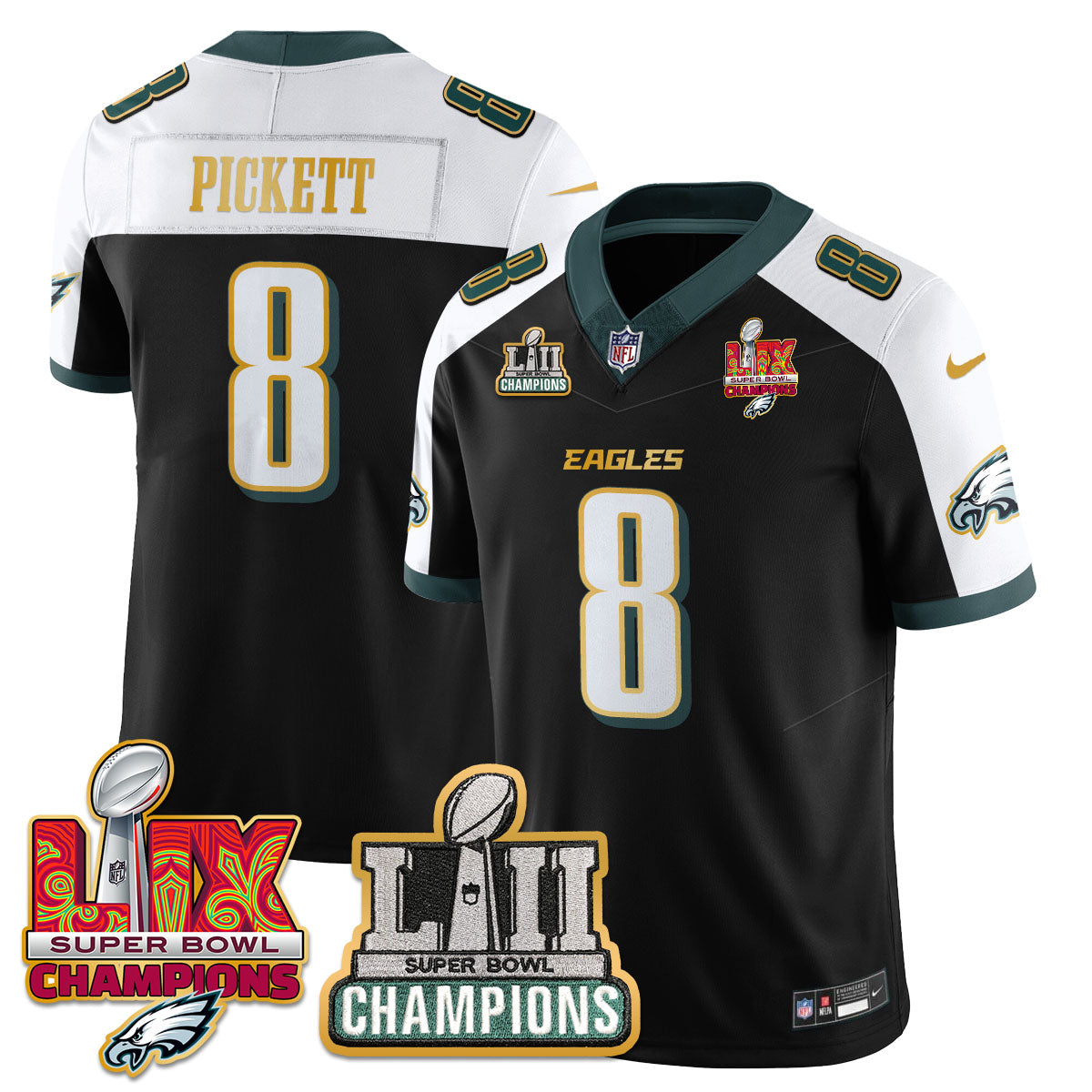 PHI LII-LIX Super Bowl Champions Vapor Limited Gold Jersey - All Stitched