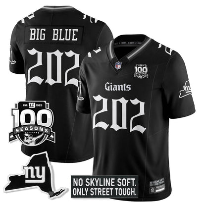 NYG 100th Seasons 'Gothic Gotham Edition' Vapor Limited Jersey - All Stitched