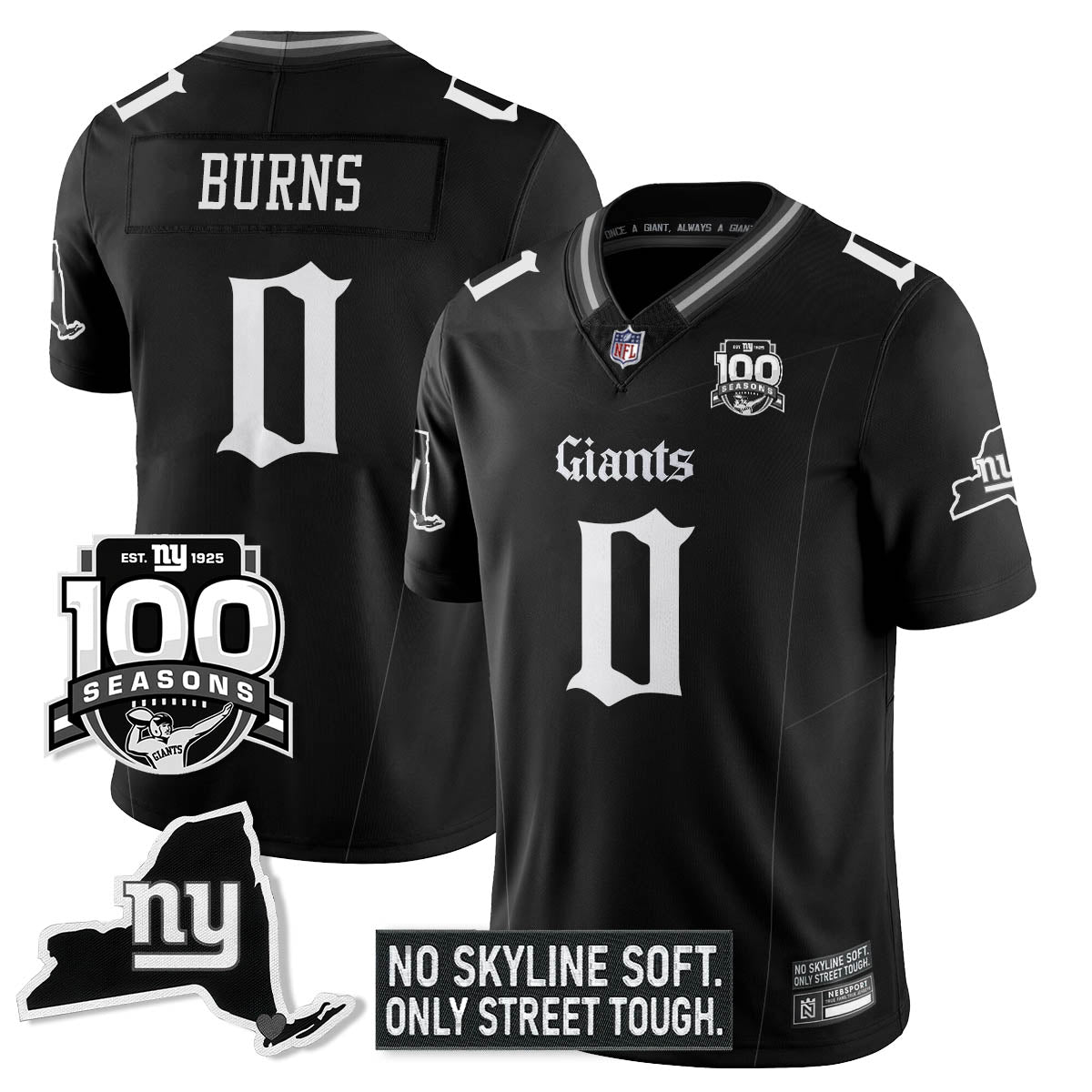 NYG 100th Seasons 'Gothic Gotham Edition' Vapor Limited Jersey - All Stitched