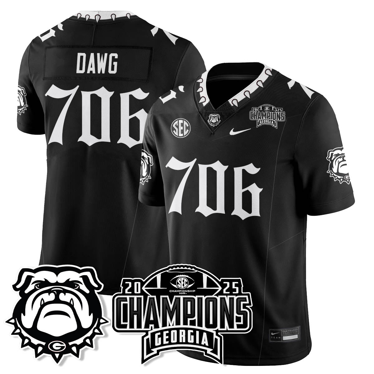 UGA Gothic Vapor Limited Jersey - SEC Football Champions - All Stitched