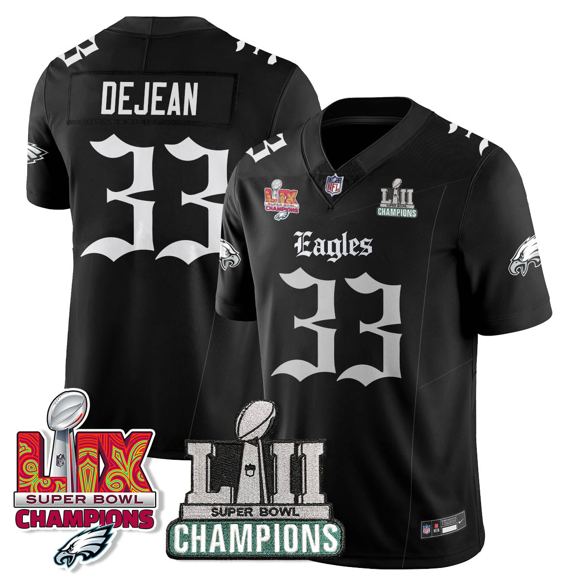 PHI 'Gothic Philly' LII-LIX Super Bowl Champions Vapor Limited Jersey - All Stitched