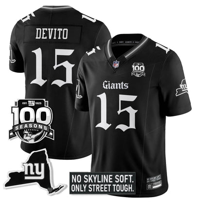 NYG 100th Seasons 'Gothic Gotham Edition' Vapor Limited Jersey - All Stitched