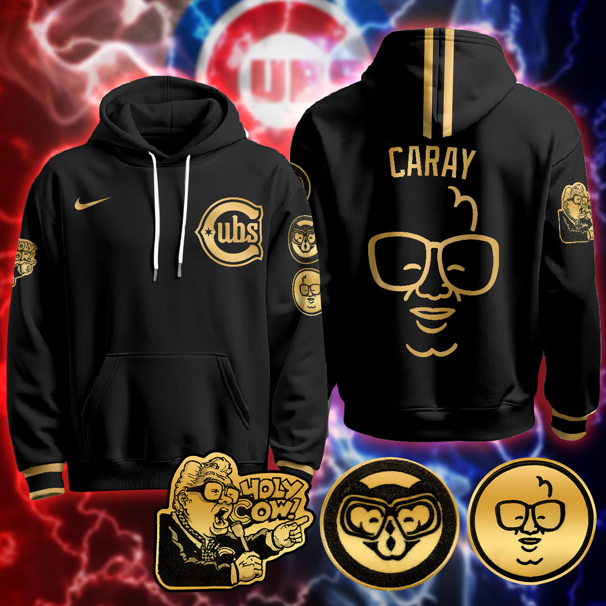 Chicago Cubs Limited Hoodie - Harry Caray "Holy Cow" Patch - All Stitched