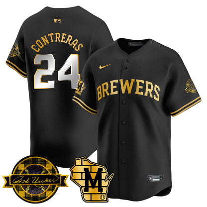 Milwaukee Brewers 2025 Limited Gold Jersey - Bob Uecker Patch - All Stitched